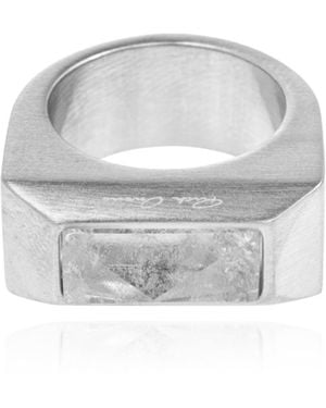 Rick Owens Signet Ring With Crystal - Metallic