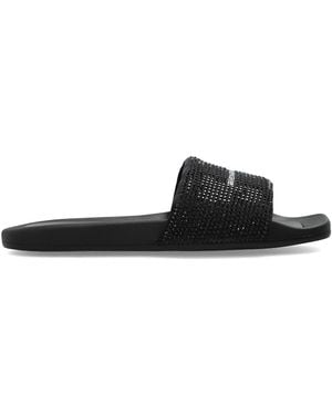 Alexander Wang Sequin-Embellished Rubber Slides - Black