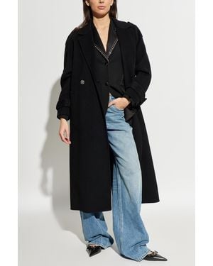 Versace Double-Breasted Coat With Belt - Black