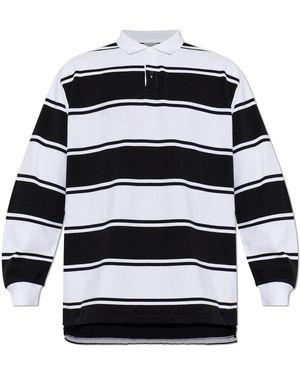 Balenciaga Striped Pattern Polo - Black
