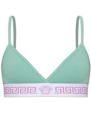 Versace Cotton Bra With Logo - Green