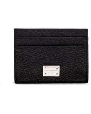 Dolce & Gabbana Leather Card Holder With Logo - Black