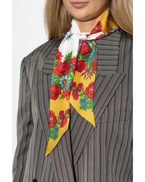 Moschino Silk Scarf With Floral Motif - Gray