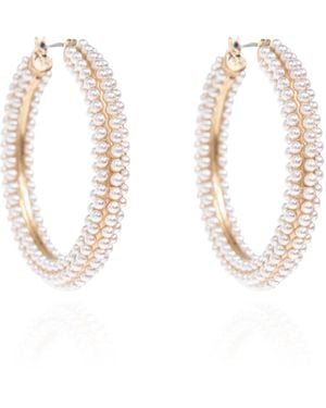 AllSaints Round Earrings With Pearls, - Metallic