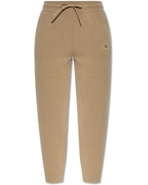 Burberry Trousers With Logo - Natural