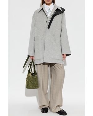 Bottega Veneta Wool Coat With Pockets - Gray