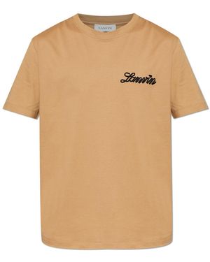 Lanvin T-Shirt With Logo - Natural
