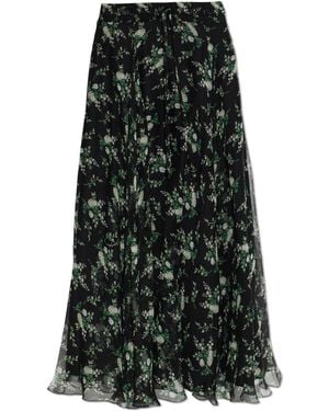 Dolce & Gabbana Silk Skirt With Floral Motif - Black