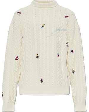DSquared² Wool Turtleneck With Embroidered Logo - Natural