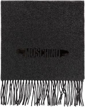 Moschino Wool Scarf With Fringes - Black