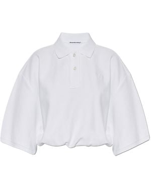 T By Alexander Wang Short Polo Shirt With Embroidered Logo - White