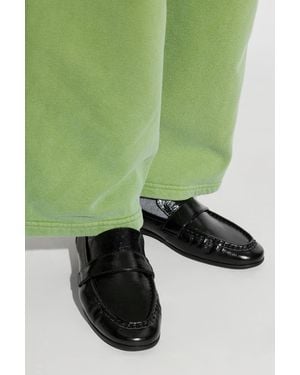 Black Suede Studio "Arrow" Loafers Shoes - Green