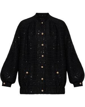 Alessandra Rich Jacket With Shimmering Appliqués - Black