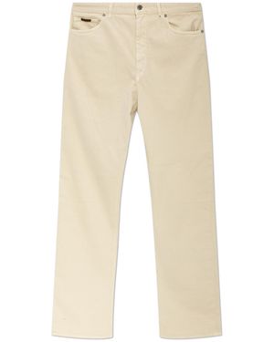 Moncler Jeans With Logo Patch - Natural