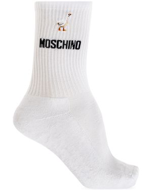Moschino Socks With Logo - White
