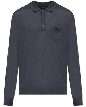 LACOSTE RUNWAY Wool Polo With Long Sleeves - Blue