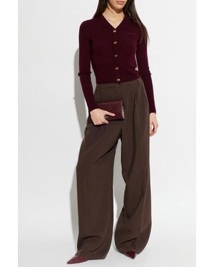 Ganni Wool Cardigan With A Fitted Cut - Red
