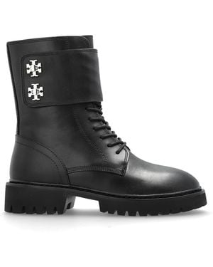 Tory Burch Leather Ankle Boots 'Turnlock' - Black