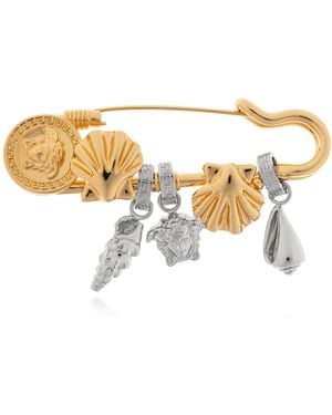 Versace Brooch With Charms - White