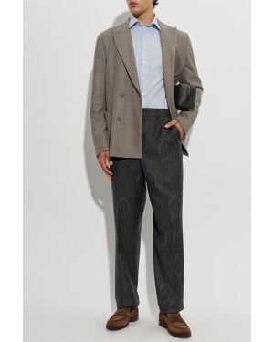 Etro Cotton Shirt With Embroidered Logo - Gray