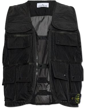 Stone Island Vest With Pockets - Black