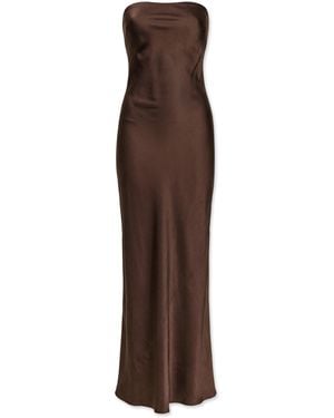 forte_forte Satin Off-The-Shoulder Dress - Brown