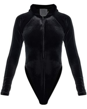 Vetements Velvet Bodysuit With A Hood - Blue