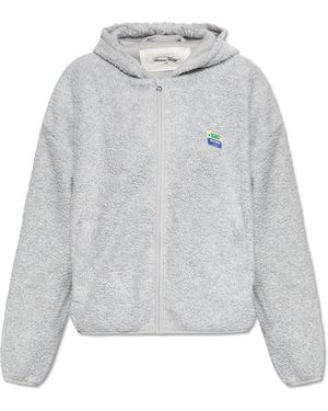 American Vintage Furry Sweatshirt With Logo Patch - Grey