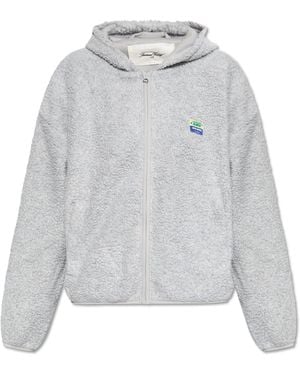 American Vintage Furry Sweatshirt With Logo Patch, - Grey