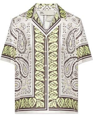 Tory Burch Silk Shirt With Print - Natural