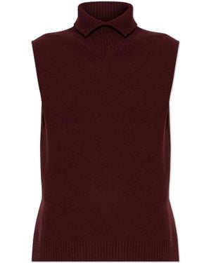 Jil Sander Asymmetrical Vest With Turtleneck - Red