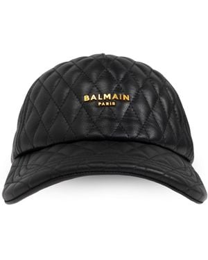 Balmain Leather Baseball Cap - Black