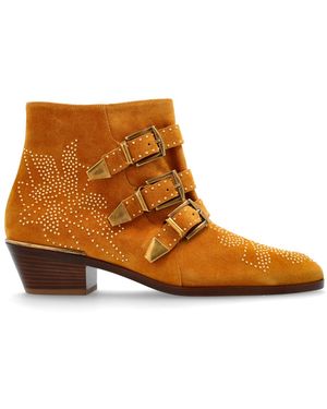 Chloé Suede Heeled Ankle Boots 'Susan' - Brown