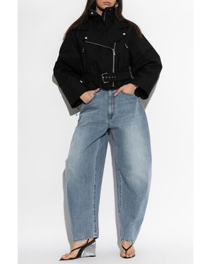Alaïa Denim Jacket With A Stand-Up Collar - Black