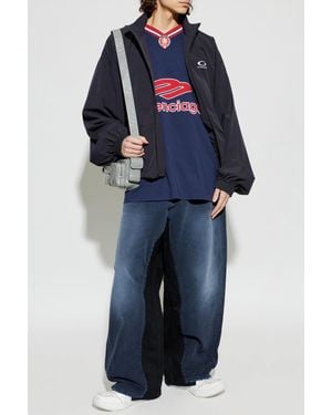 Balenciaga Jacket With Logo - Blue