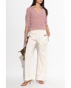 Akep Satin Pants With Side Stripes - White