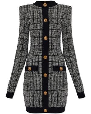 Balmain Tweed Dress With Lurex Thread - Black