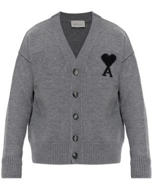 Ami Paris Wool Cardigan - Grey