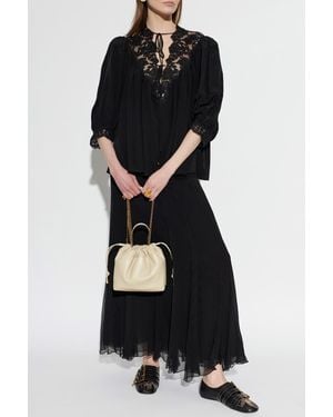 Chloé Silk Top With Lace Inserts - Black