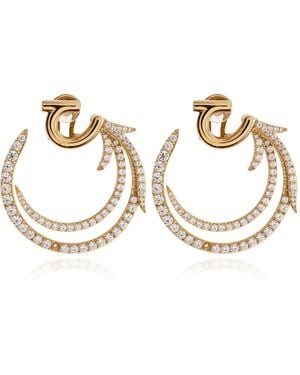 Ferragamo Round Clip-On Earrings With Shimmering Crystals - Metallic