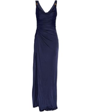 Versace Long Dress With Appliqués - Blue