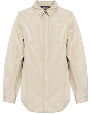 Jacquemus Shirt With Embroidered Logo - Natural