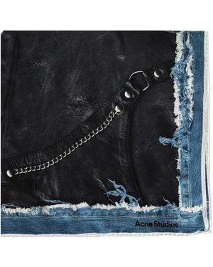 Acne Studios Silk Scarf With Logo - Black