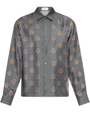 Versace Silk Shirt With Print - Grey