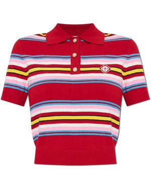 CASABLANCA Polo With Stripe Pattern - Red