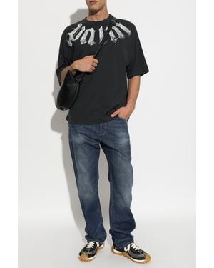 Palm Angels Cotton T-Shirt With Logo Print - Blue