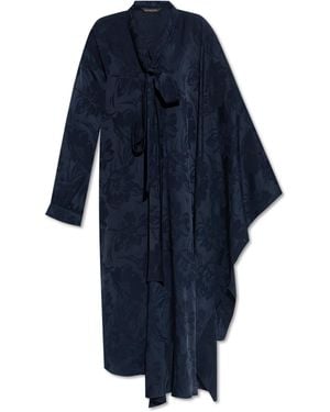 Balenciaga Floral Print Dress - Blue
