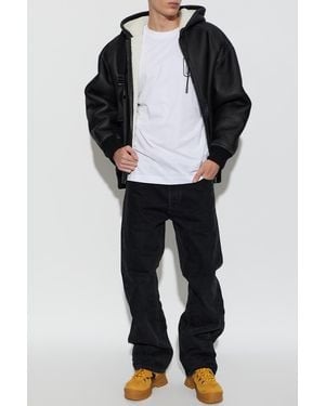 Off-White c/o Virgil Abloh Shearling Jacket With Hood - Black