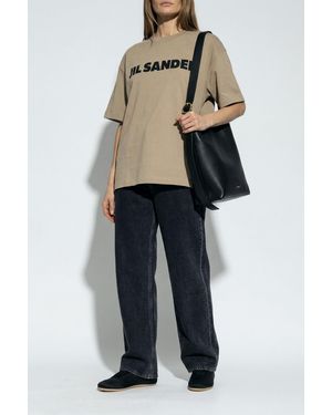 Jil Sander T-Shirt With Printed Logo - Natural