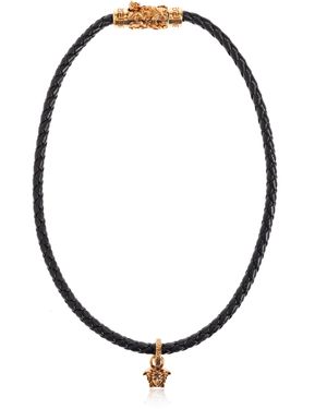 Versace Leather Necklace - Black